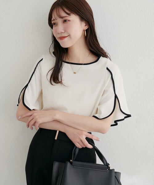 natural couture（ナチュラルクチュール）の「【WEB限定】ハチワレスリーブ麻調ブラウス（シャツ/ブラウス・レディース・マスタード/ピンク/ブラウン/サックスブルー/ブラック/オフホワイト・FREE）」の19枚目の写真