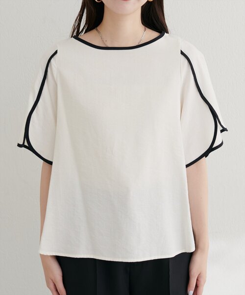 natural couture（ナチュラルクチュール）の「【WEB限定】ハチワレスリーブ麻調ブラウス（シャツ/ブラウス・レディース・マスタード/ピンク/ブラウン/サックスブルー/ブラック/オフホワイト・FREE）」の22枚目の写真