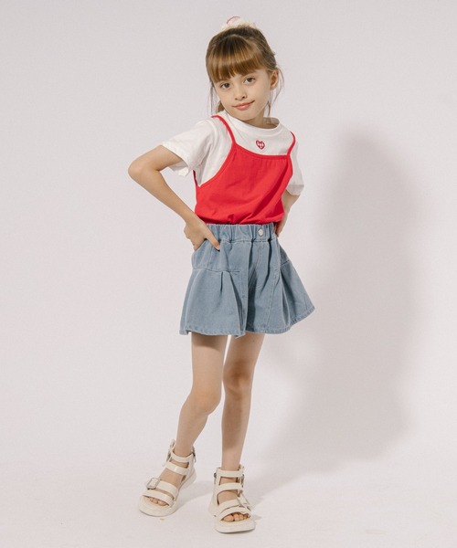 URBAN CHERRY（アーバンチェリー）の「タックフレアデニムショートパンツ（デニムパンツ・キッズ・ブルー・110cm/120cm/130cm/140cm）」の6枚目の写真