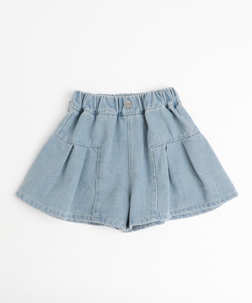 URBAN CHERRY（アーバンチェリー）の「タックフレアデニムショートパンツ（デニムパンツ・キッズ・ブルー・110cm/120cm/130cm/140cm）」の2枚目の写真