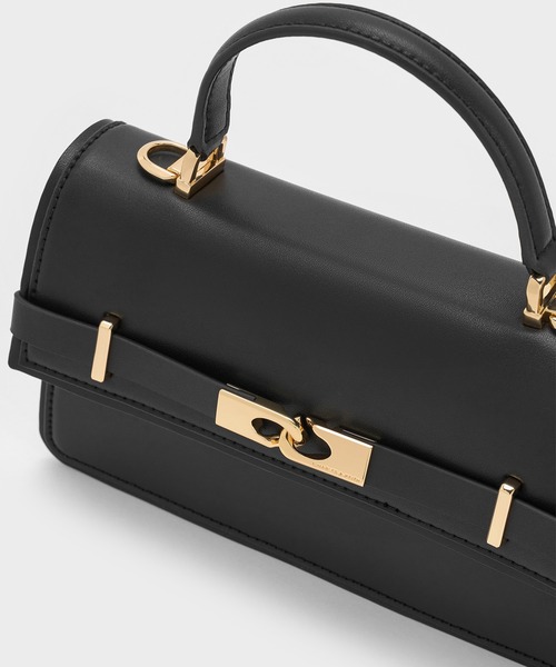 CHARLES & KEITH(チャールズ & キース)の「Arlet アラート ベルトトップハンドルバッグ(ハンドバッグ・レディース・ワインレッド/ブラック/クリーム・S)」の15枚目の写真