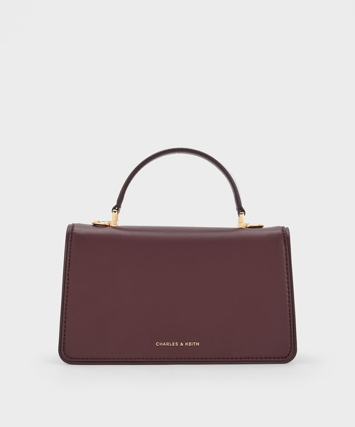 CHARLES & KEITH(チャールズ & キース)の「Arlet アラート ベルトトップハンドルバッグ(ハンドバッグ・レディース・ワインレッド/ブラック/クリーム・S)」の12枚目の写真