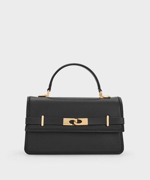 CHARLES & KEITH(チャールズ & キース)の「Arlet アラート ベルトトップハンドルバッグ(ハンドバッグ・レディース・ワインレッド/ブラック/クリーム・S)」の16枚目の写真