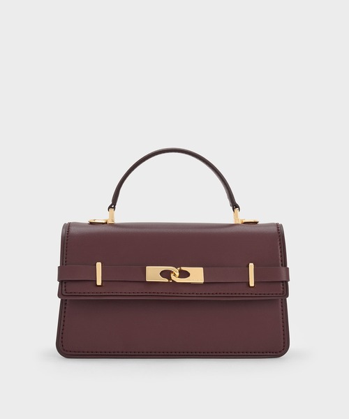 CHARLES & KEITH(チャールズ & キース)の「Arlet アラート ベルトトップハンドルバッグ(ハンドバッグ・レディース・ワインレッド/ブラック/クリーム・S)」の18枚目の写真