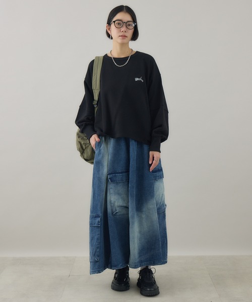 Paradise Picnic(パラダイスピクニック)の「グラデーション カーゴフレアスカート(デニムスカート・レディース・ブルー/ブラック・FREE)」の12枚目の写真