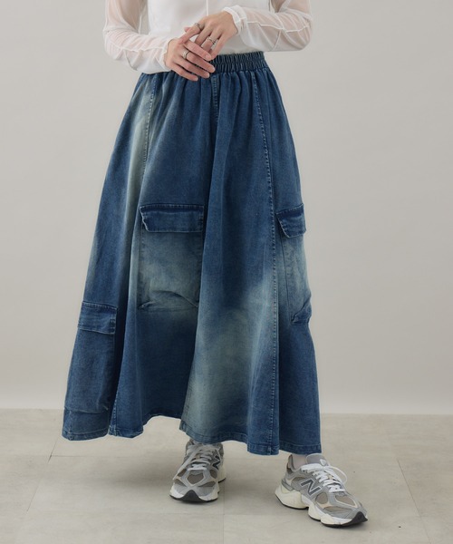 Paradise Picnic(パラダイスピクニック)の「グラデーション カーゴフレアスカート(デニムスカート・レディース・ブルー/ブラック・FREE)」の18枚目の写真
