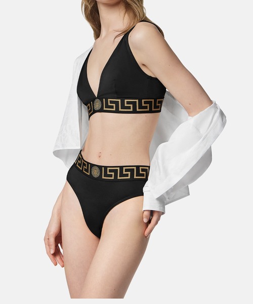 グレカ ボーダー ビキニ トップ（水着）｜VERSACE（ヴェルサーチ）の