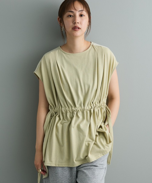 CRAFT STANDARD BOUTIQUE(クラフトスタンダードブティック)の「布帛ウエストギャザー切替チュニック(チュニック・レディース・ブルーグリーン/ブラック/グリーン系その他3・FREE)」の3枚目の写真