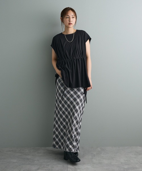 CRAFT STANDARD BOUTIQUE(クラフトスタンダードブティック)の「布帛ウエストギャザー切替チュニック(チュニック・レディース・ブルーグリーン/ブラック/グリーン系その他3・FREE)」の9枚目の写真