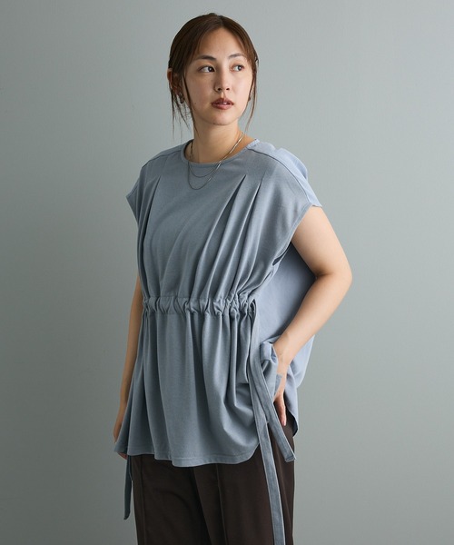 CRAFT STANDARD BOUTIQUE(クラフトスタンダードブティック)の「布帛ウエストギャザー切替チュニック(チュニック・レディース・ブルーグリーン/ブラック/グリーン系その他3・FREE)」の13枚目の写真
