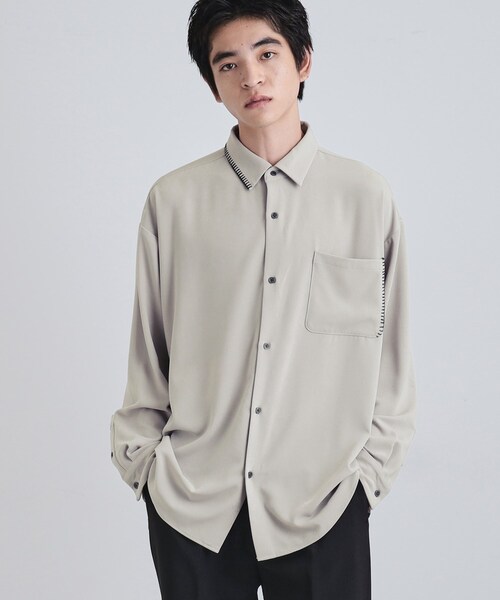 tk.TAKEO KIKUCHI(ティーケータケオキクチ)の「なめらかスエードタッチステッチシャツ(シャツ/ブラウス・メンズ・ブラック/ライトグレー/ブラウン系・01/03/02)」の10枚目の写真