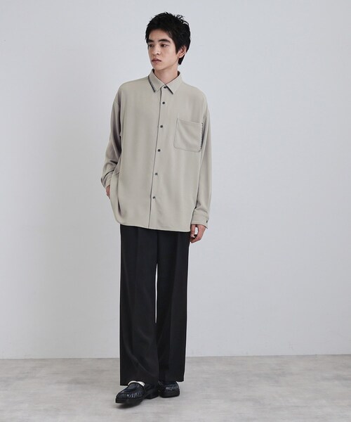 tk.TAKEO KIKUCHI(ティーケータケオキクチ)の「なめらかスエードタッチステッチシャツ(シャツ/ブラウス・メンズ・ブラック/ライトグレー/ブラウン系・01/03/02)」の11枚目の写真