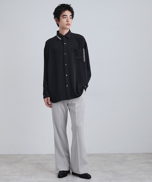 tk.TAKEO KIKUCHI(ティーケータケオキクチ)の「なめらかスエードタッチステッチシャツ(シャツ/ブラウス・メンズ・ブラック/ライトグレー/ブラウン系・01/03/02)」の4枚目の写真