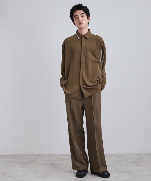 tk.TAKEO KIKUCHI(ティーケータケオキクチ)の「なめらかスエードタッチステッチシャツ(シャツ/ブラウス・メンズ・ブラック/ライトグレー/ブラウン系・01/03/02)」の7枚目の写真