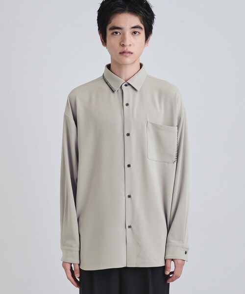 tk.TAKEO KIKUCHI(ティーケータケオキクチ)の「なめらかスエードタッチステッチシャツ(シャツ/ブラウス・メンズ・ブラック/ライトグレー/ブラウン系・01/03/02)」の18枚目の写真