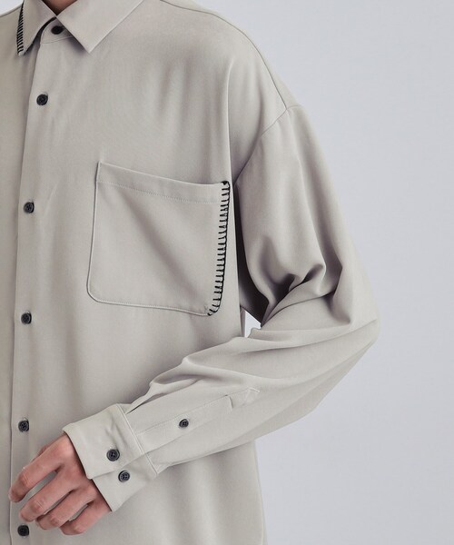 tk.TAKEO KIKUCHI(ティーケータケオキクチ)の「なめらかスエードタッチステッチシャツ(シャツ/ブラウス・メンズ・ブラック/ライトグレー/ブラウン系・01/03/02)」の22枚目の写真