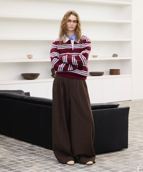 セール】Multi Stripe jacquard Knit polo/マルチストライプジャガード