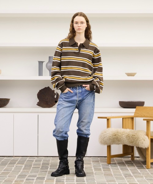 soerte マルチカラージャガードニットポロ ベージュ/サイズ3(L) soerte マルチカラージャガードニットポロ ベージュ/サイズ3(L) soerte