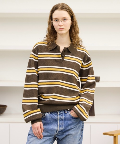 Soerte ソエルテ　マルチカラージャガードニットポロ　3 MULTI COLLAR JACQUARD KNIT POLO/マルチカラージャガード