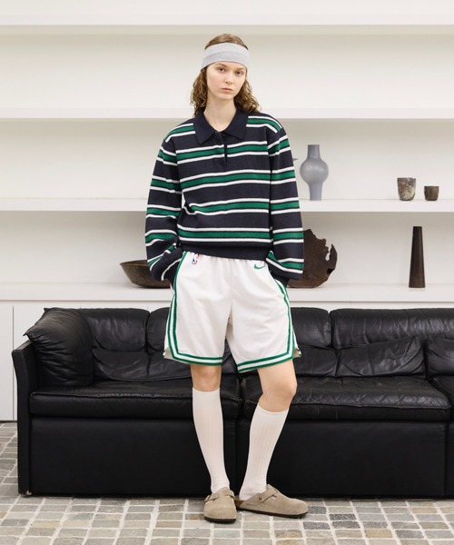 セール】Multi Stripe jacquard Knit polo/マルチストライプジャガード