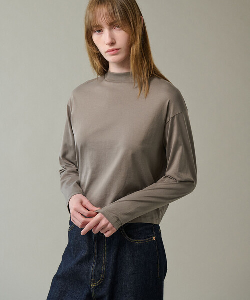 handvaerk(ハンドバーク)の「handvaerk | 60/2 ハイネック長袖Tシャツ WOMEN(Tシャツ/カットソー・レディース・ブラック/グレー系その他2/ホワイト・S)」の1枚目の写真