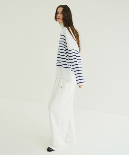 CLANE（クラネ）の「WIDE HENRY NECK BORDER TOPS（Tシャツ/カットソー・レディース・ブラウン/ホワイト・1/2）」の8枚目の写真