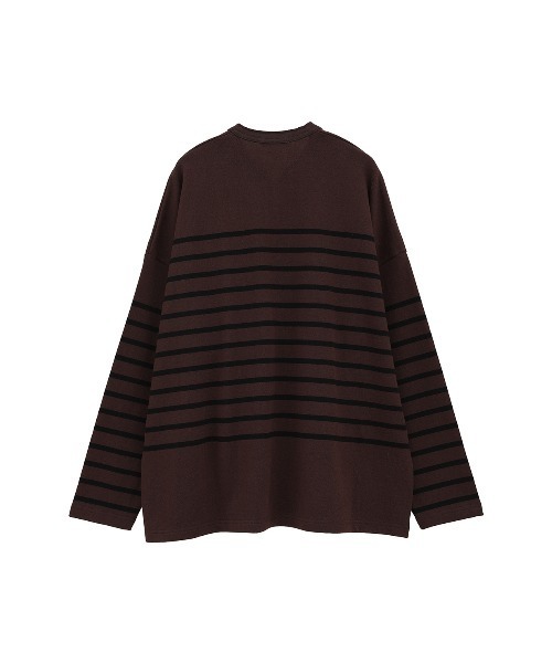 CLANE（クラネ）の「WIDE HENRY NECK BORDER TOPS（Tシャツ/カットソー・レディース・ブラウン/ホワイト・1/2）」の19枚目の写真