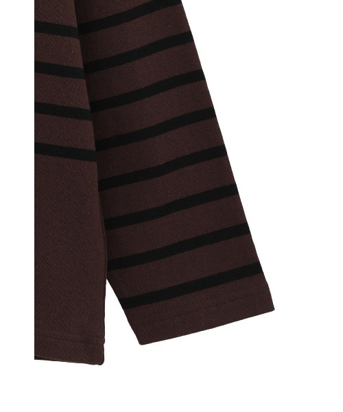 CLANE（クラネ）の「WIDE HENRY NECK BORDER TOPS（Tシャツ/カットソー・レディース・ブラウン/ホワイト・1/2）」の21枚目の写真