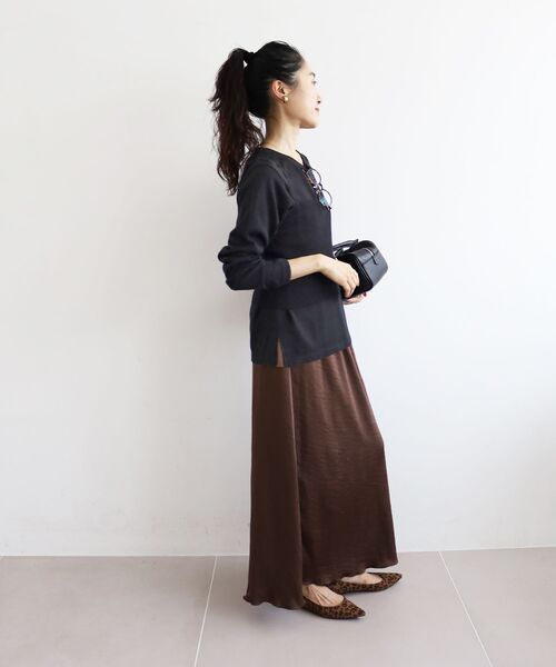 le.coeur blanc(ルクールブラン)の「《手洗い可能》マットサテンナロースカート(スカート・レディース・ブラック/ブラウン/キャメル・38)」の15枚目の写真