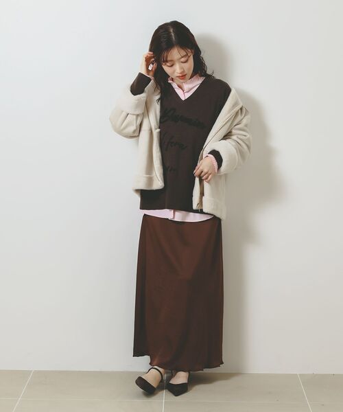 le.coeur blanc(ルクールブラン)の「《手洗い可能》マットサテンナロースカート(スカート・レディース・ブラック/ブラウン/キャメル・38)」の16枚目の写真