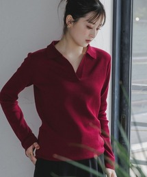 slattgir | 高身長　スキッパーポロニット（トールサイズ）Essenave(ニット/セーター)
