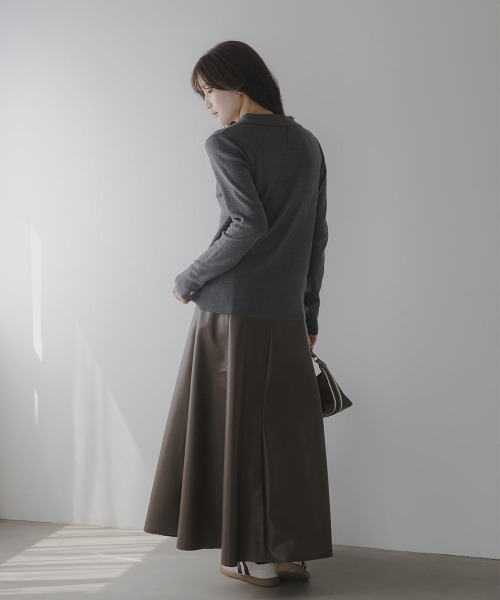 slattgir（スラットジール）の「高身長　スキッパーポロニット（トールサイズ）Essenave（ニット/セーター・レディース・ボルドー/チャコールグレー・TM/TL/TLL/T3L）」の15枚目の写真