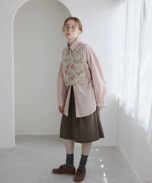 Crisp(クリスプ)の「サイドリボンベスト(ベスト・レディース・ブラウン/アイボリー・FREE)」の9枚目の写真