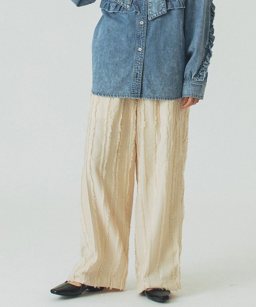 ROSE BUD(ローズバッド)の「EASY JACQUARD PANTS(その他パンツ・レディース・ホワイト/ライトグリーン/ブラック・ONE SIZE)」の1枚目の写真