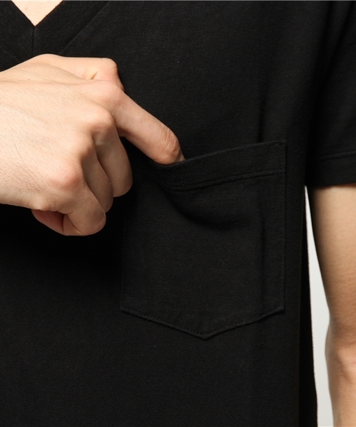 NO ID.（ノーアイディ）の「mt3074 - ラフィー天竺丸胴VネックTシャツ（Tシャツ/カットソー・メンズ・ブラック/アイボリー・1/2/3）」の7枚目の写真