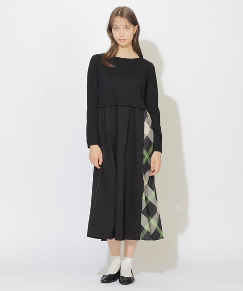 CB CRESTBRIDGE（シービークレストブリッジ）の「サイドチェック切替コンビワンピース（ワンピース・レディース・ブラック/ベージュ/ダークネイビー・M/S）」の18枚目の写真