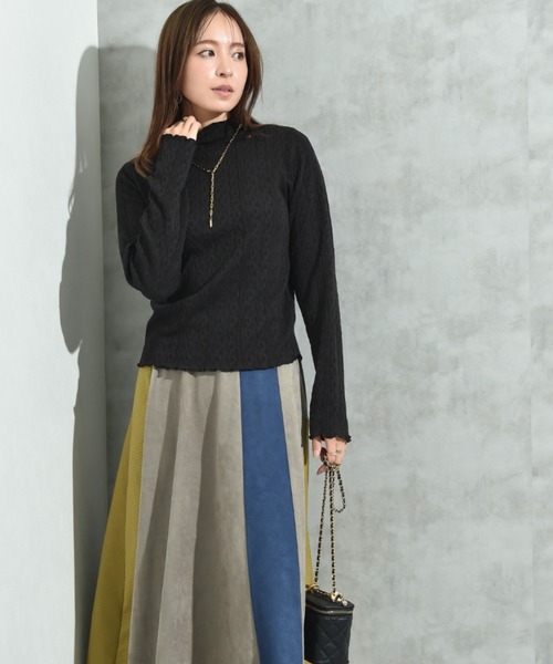 INTERPLANET(インタープラネット)の「フクレジャガード長袖ハイネックプルオーバー(Tシャツ/カットソー・レディース・グレー/ブラック/ライトベージュ・FREE)」の13枚目の写真