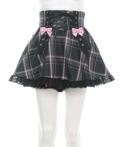 Secret Honey（シークレットハニー）の「リボンタブレースアップスカパン（スカート・レディース・ピンク/ワインレッド・MEDIUM）」の8枚目の写真