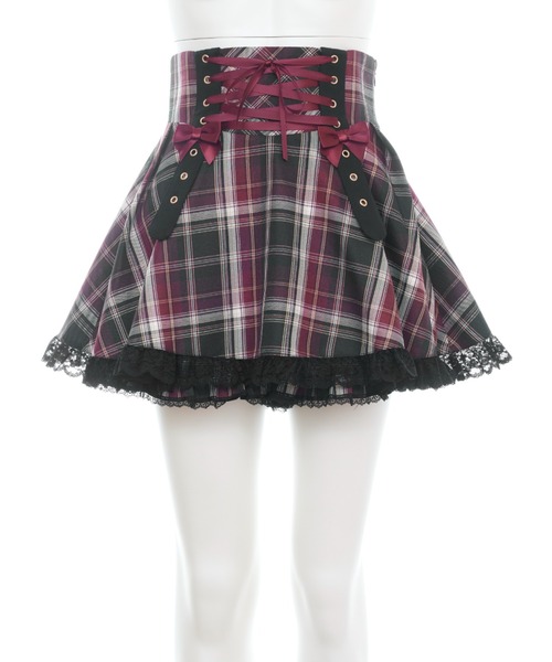 Secret Honey（シークレットハニー）の「リボンタブレースアップスカパン（スカート・レディース・ピンク/ワインレッド・MEDIUM）」の9枚目の写真