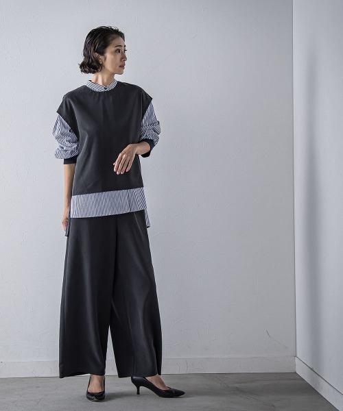 biyori】'着こなし自在'2wayピーチポプリンジレ≪洗濯機で洗える