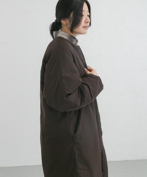 EKAL（エカル）の「『UR TECH』中綿 ノーカラーコート（ダウンジャケット/コート・レディース・モカ/ダークブラウン/チャコールグレー・ONE）」の11枚目の写真