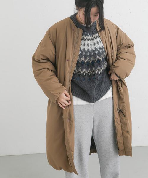 EKAL（エカル）の「『UR TECH』中綿 ノーカラーコート（ダウンジャケット/コート・レディース・モカ/ダークブラウン/チャコールグレー・ONE）」の22枚目の写真