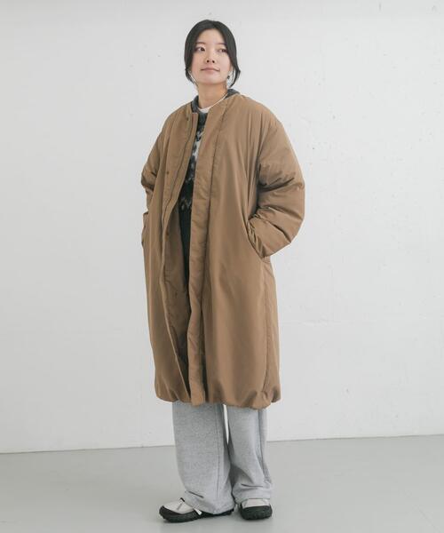 エカル（EKAL）/『UR TECH』中綿 ノーカラーコート セール】『UR TECH』中綿 ノーカラーコート（ダウンジャケット/コート