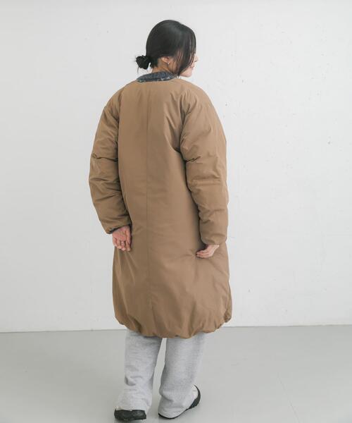 EKAL（エカル）の「『UR TECH』中綿 ノーカラーコート（ダウンジャケット/コート・レディース・モカ/ダークブラウン/チャコールグレー・ONE）」の13枚目の写真