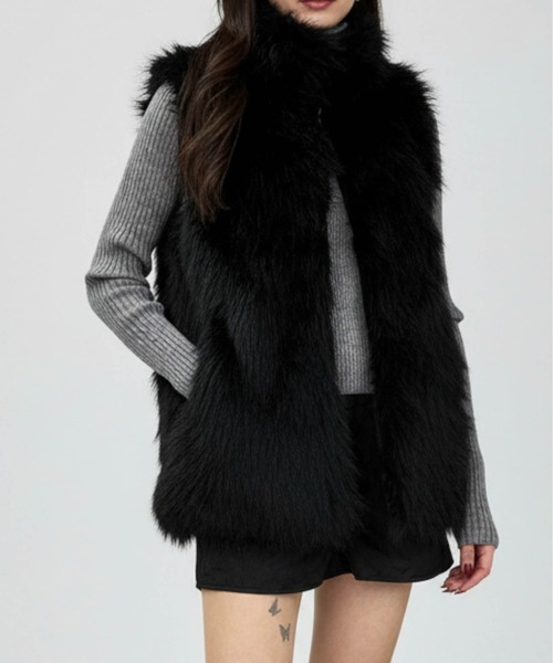 Per sist ence（パーシエンス）の「フェイクファースタンドカラージレ（その他アウター・レディース・ブラウン/ベージュ/ブラック/ライトベージュ/グレイッシュベージュ/グレー・ONE SIZE）」の2枚目の写真