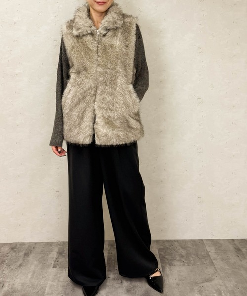 Per sist ence（パーシエンス）の「フェイクファースタンドカラージレ（その他アウター・レディース・ブラウン/ベージュ/ブラック/ライトベージュ/グレイッシュベージュ/グレー・ONE SIZE）」の16枚目の写真