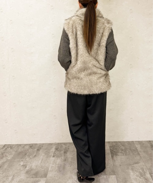 Per sist ence（パーシエンス）の「フェイクファースタンドカラージレ（その他アウター・レディース・ブラウン/ベージュ/ブラック/ライトベージュ/グレイッシュベージュ/グレー・ONE SIZE）」の11枚目の写真