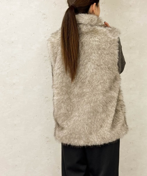 Per sist ence（パーシエンス）の「フェイクファースタンドカラージレ（その他アウター・レディース・ブラウン/ベージュ/ブラック/ライトベージュ/グレイッシュベージュ/グレー・ONE SIZE）」の13枚目の写真