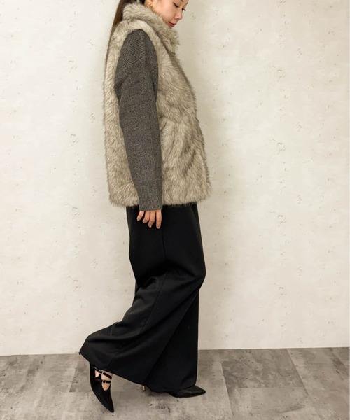 Per sist ence（パーシエンス）の「フェイクファースタンドカラージレ（その他アウター・レディース・ブラウン/ベージュ/ブラック/ライトベージュ/グレイッシュベージュ/グレー・ONE SIZE）」の15枚目の写真