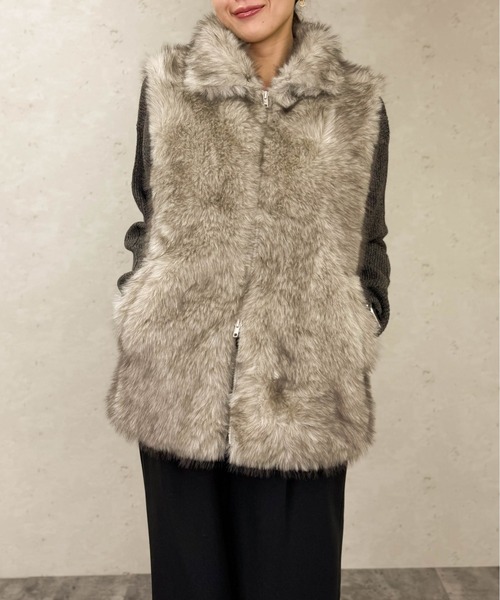 Per sist ence（パーシエンス）の「フェイクファースタンドカラージレ（その他アウター・レディース・ブラウン/ベージュ/ブラック/ライトベージュ/グレイッシュベージュ/グレー・ONE SIZE）」の22枚目の写真